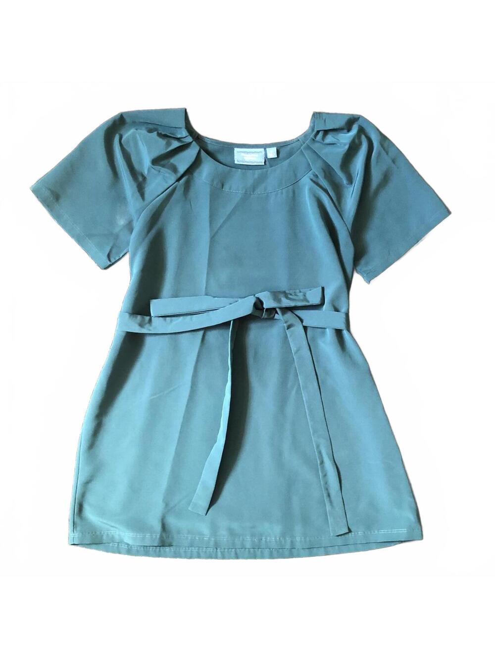 Simply Vera Vera Wang Women's Teal Belted Short Sleeve  Blouse Top Size 4